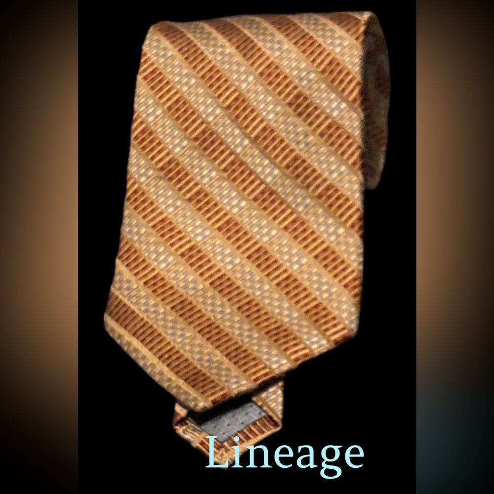 Free with purchase Vintage Gold and Burnt Orange Striped Silk Tie - LINEAGE